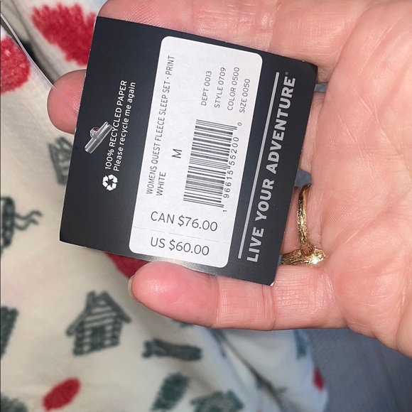 Eddie Bauer Pajamas - White with Red and Green Print - Picture 5 of 6